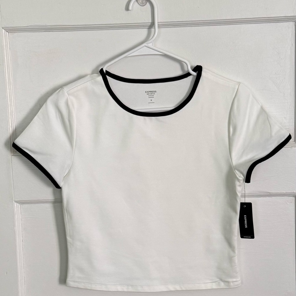 Express White Tee with Black Trim
